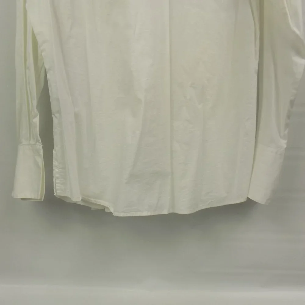 Foxcroft Shaped Stretch Ruched Button Front Collared Boho Style Blouse Size 8 - Picture 6 of 10